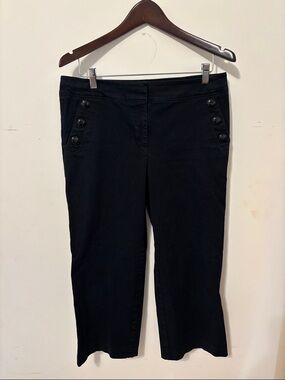 LOFT Black Wide-Leg Trousers with Smooth Lining